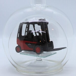 Magicflasche Stapler 200 ml Eine leere bauchige Flasche aus Glas mit einem Stapler im Inneren.